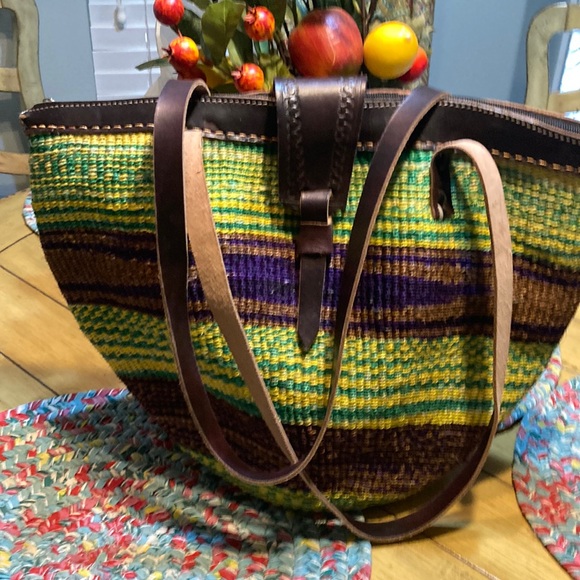 Handbags - Multicolor Woven Tote Bag